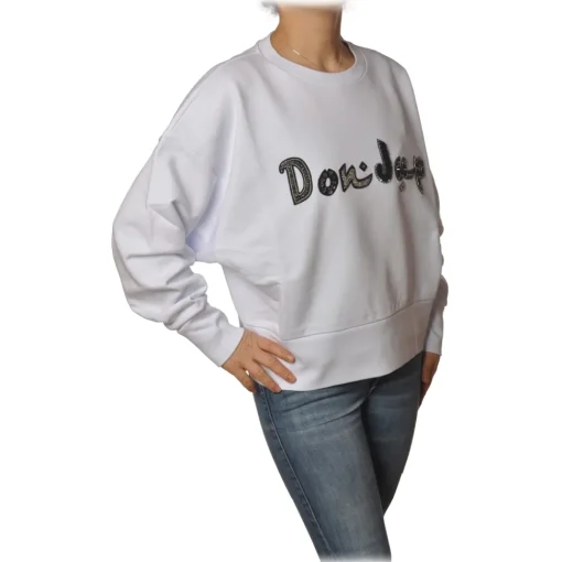 Dondup Sweatshirts-- Oversized Sweatshirt with Logo - White - Sweatshirt - Luxury Exclusive Collection - Avvenice