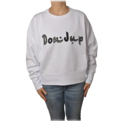 Dondup Sweatshirts-- Oversized Sweatshirt with Logo - White - Sweatshirt - Luxury Exclusive Collection - Avvenice