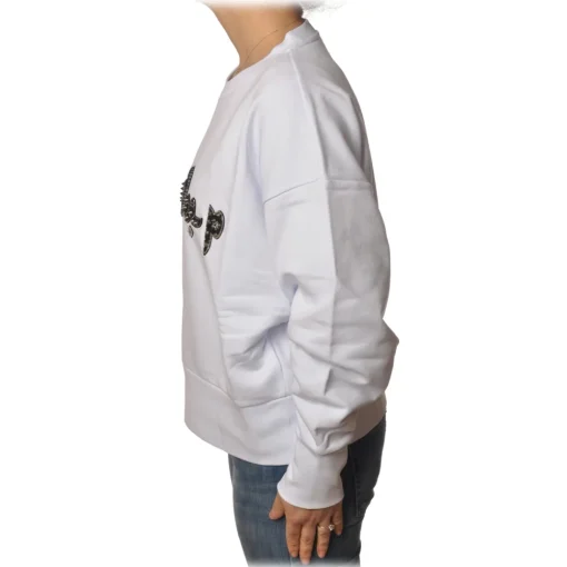 Dondup Sweatshirts-- Oversized Sweatshirt with Logo - White - Sweatshirt - Luxury Exclusive Collection - Avvenice