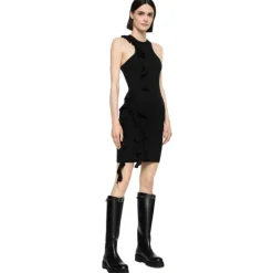Dondup Dresses-- Sheath Dress with Ruffles - Black - Dresses - Luxury Exclusive Collection - Avvenice