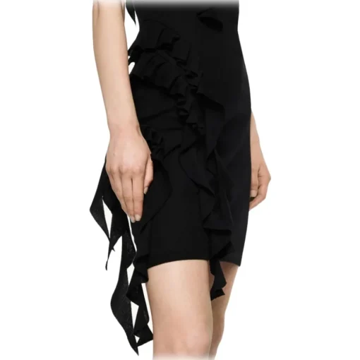 Dondup Dresses-- Sheath Dress with Ruffles - Black - Dresses - Luxury Exclusive Collection - Avvenice