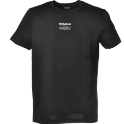 Dondup T-shirt-- Short-Sleeved T-shirt with Contrasting Logo - Black - T-shirt - Luxury Exclusive Collection - Avvenice