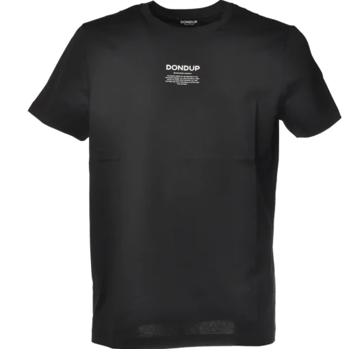 Dondup T-shirt-- Short-Sleeved T-shirt with Contrasting Logo - Black - T-shirt - Luxury Exclusive Collection - Avvenice