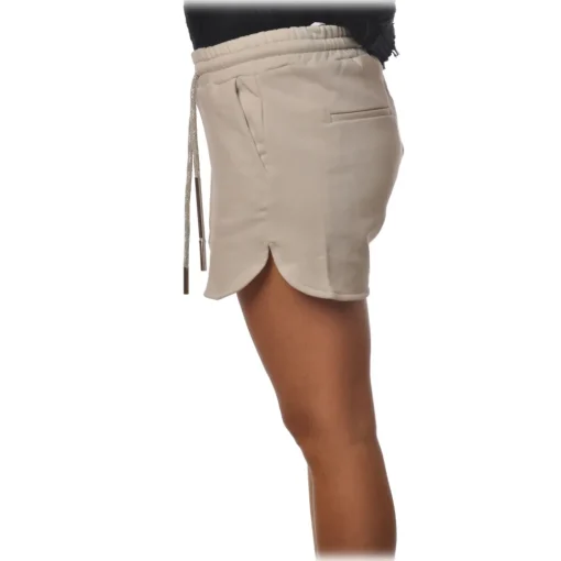 Dondup Trousers-- Sporty Shorts with Elastic - White - Trousers - Luxury Exclusive Collection - Avvenice