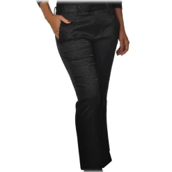 Dondup Trousers-- Spotted Pattern Trousers - Black - Trousers - Luxury Exclusive Collection - Avvenice