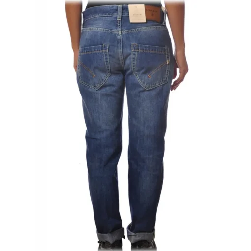 Dondup Trousers-- Straight Jeans with Treated Canvas - Blue - Trousers - Luxury Exclusive Collection - Avvenice
