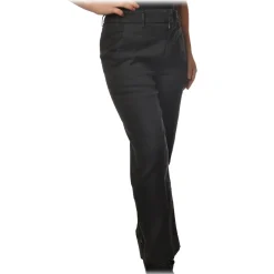 Dondup Trousers-- Straight Leg Trousers with Strap - Black - Trousers - Luxury Exclusive Collection - Avvenice