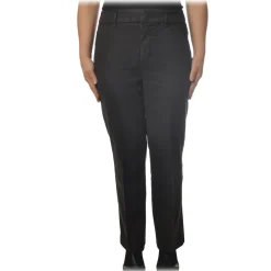 Dondup Trousers-- Straight Leg Trousers with Strap - Black - Trousers - Luxury Exclusive Collection - Avvenice