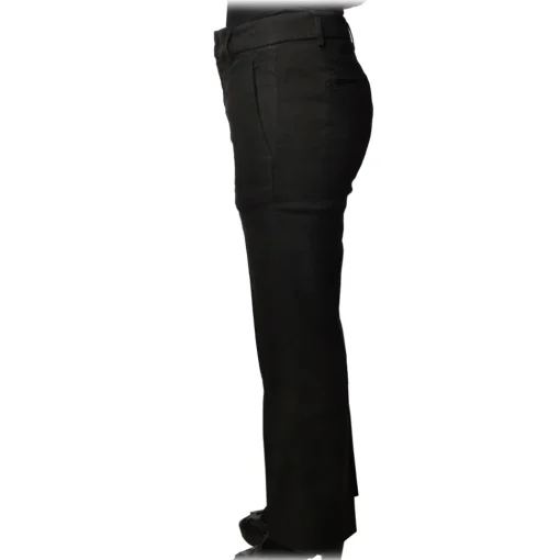 Dondup Trousers-- Straight Leg Trousers with Strap - Black - Trousers - Luxury Exclusive Collection - Avvenice