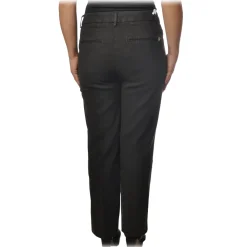 Dondup Trousers-- Straight Leg Trousers with Strap - Black - Trousers - Luxury Exclusive Collection - Avvenice