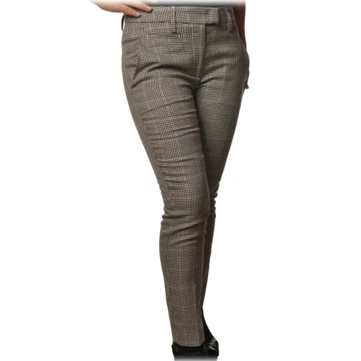 Dondup Trousers-- Trousers Model Perfect in Piedepull Pattern - Black/Cream - Trousers - Luxury Exclusive Collection - Avvenice