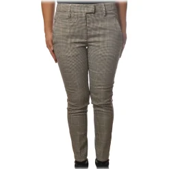 Dondup Trousers-- Trousers Model Perfect in Piedepull Pattern - Black/Cream - Trousers - Luxury Exclusive Collection - Avvenice