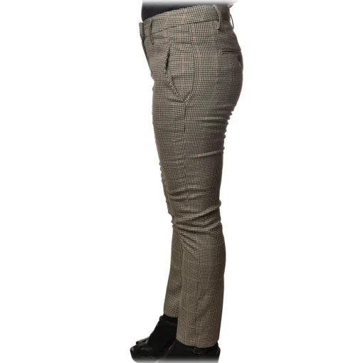 Dondup Trousers-- Trousers Model Perfect in Piedepull Pattern - Black/Cream - Trousers - Luxury Exclusive Collection - Avvenice