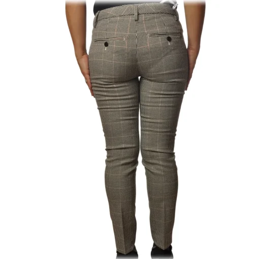 Dondup Trousers-- Trousers Model Perfect in Piedepull Pattern - Black/Cream - Trousers - Luxury Exclusive Collection - Avvenice