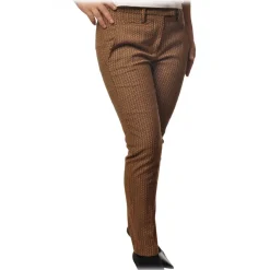 Dondup Trousers-- Trousers Model Perfect in Textured Fabric - Brown - Trousers - Luxury Exclusive Collection - Avvenice