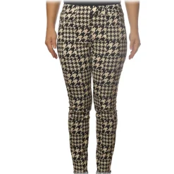 Dondup Trousers-- Trousers Perfect in Piedepull Pattern - Black/Cream - Trousers - Luxury Exclusive Collection - Avvenice