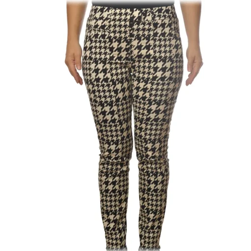 Dondup Trousers-- Trousers Perfect in Piedepull Pattern - Black/Cream - Trousers - Luxury Exclusive Collection - Avvenice