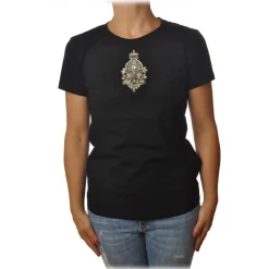 Dondup T-shirt-- T-Shirt with Embroidery - Black - T-shirt - Luxury Exclusive Collection - Avvenice