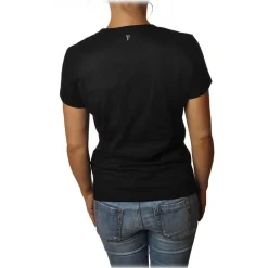 Dondup T-shirt-- T-Shirt with Embroidery - Black - T-shirt - Luxury Exclusive Collection - Avvenice