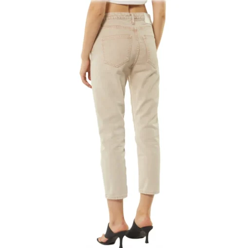 Dondup Trousers-- Washed Canvas Cropped Jeans - Beige - Trousers - Luxury Exclusive Collection - Avvenice