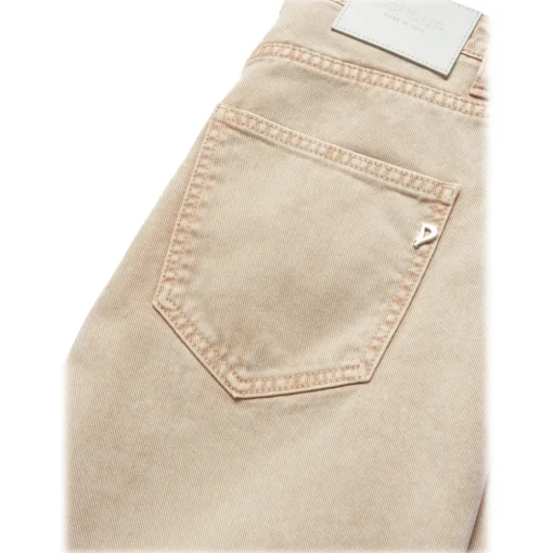 Dondup Trousers-- Washed Canvas Cropped Jeans - Beige - Trousers - Luxury Exclusive Collection - Avvenice