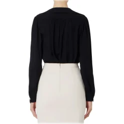 Elisabetta Franchi Shirts-- Blouse with Chain Detail - Black - Shirt - Made in Italy - Luxury Exclusive Collection - Avvenice