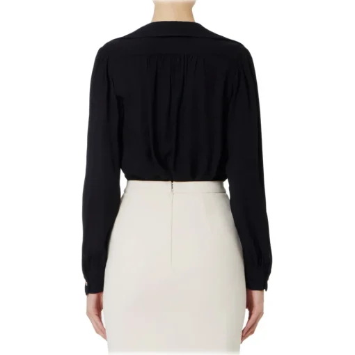 Elisabetta Franchi Shirts-- Blouse with Chain Detail - Black - Shirt - Made in Italy - Luxury Exclusive Collection - Avvenice