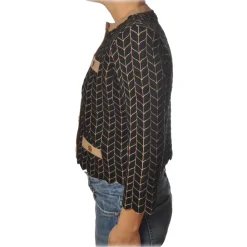 Elisabetta Franchi Knitwears-- Chanel Sweater - Black Brown - Sweater - Made in Italy - Luxury Exclusive Collection - Avvenice
