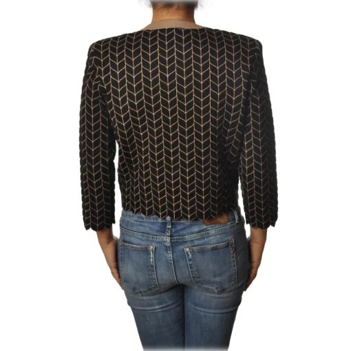 Elisabetta Franchi Knitwears-- Chanel Sweater - Black Brown - Sweater - Made in Italy - Luxury Exclusive Collection - Avvenice