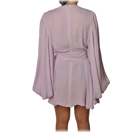 Elisabetta Franchi Jackets|Dresses-- Crewneck Dress in Polka Dot Fantasy - Dark Orange - Dress - Made in Italy - Luxury Exclusive Collection - Avvenice