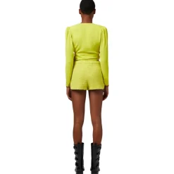 Elisabetta Franchi Shirts-- Crossed Sash Shirt - Yellow - Shirt - Made in Italy - Luxury Exclusive Collection - Avvenice