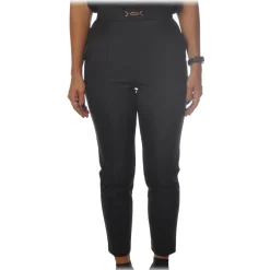 Elisabetta Franchi Trousers-- High-Waisted Straight Leg - Black - Trousers - Made in Italy - Luxury Exclusive Collection - Avvenice