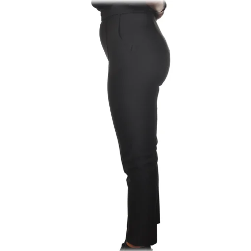 Elisabetta Franchi Trousers-- High-Waisted Straight Leg - Black - Trousers - Made in Italy - Luxury Exclusive Collection - Avvenice