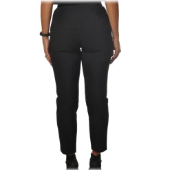 Elisabetta Franchi Trousers-- High-Waisted Straight Leg - Black - Trousers - Made in Italy - Luxury Exclusive Collection - Avvenice