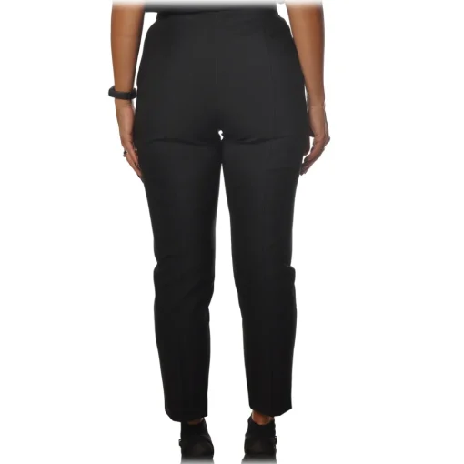 Elisabetta Franchi Trousers-- High-Waisted Straight Leg - Black - Trousers - Made in Italy - Luxury Exclusive Collection - Avvenice