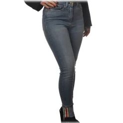 Elisabetta Franchi Trousers-- High-Waisted Slim Jeans - Denim - Trousers - Made in Italy - Luxury Exclusive Collection - Avvenice