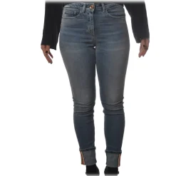 Elisabetta Franchi Trousers-- High-Waisted Slim Jeans - Denim - Trousers - Made in Italy - Luxury Exclusive Collection - Avvenice