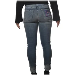 Elisabetta Franchi Trousers-- High-Waisted Slim Jeans - Denim - Trousers - Made in Italy - Luxury Exclusive Collection - Avvenice