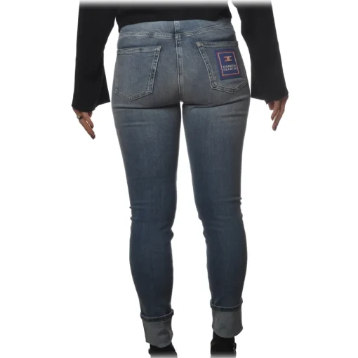 Elisabetta Franchi Trousers-- High-Waisted Slim Jeans - Denim - Trousers - Made in Italy - Luxury Exclusive Collection - Avvenice