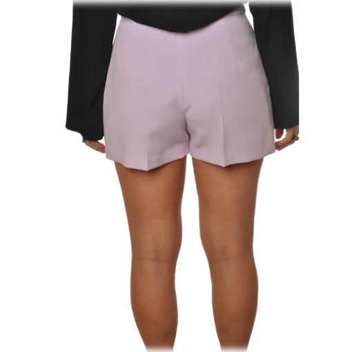 Elisabetta Franchi Trousers-- High-Waist Shorts with Buttons - Lillac - Trousers - Made in Italy - Luxury Exclusive Collection - Avvenice