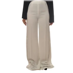 Elisabetta Franchi Trousers-- High-Waisted Model with Leather Belt - Beige - Trousers - Made in Italy - Luxury Exclusive Collection - Avvenice