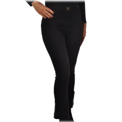 Elisabetta Franchi Trousers-- Jeans with Flared Bell Bottom - Black - Trousers - Made in Italy - Luxury Exclusive Collection - Avvenice