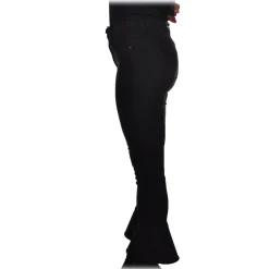 Elisabetta Franchi Trousers-- Jeans with Flared Bell Bottom - Black - Trousers - Made in Italy - Luxury Exclusive Collection - Avvenice
