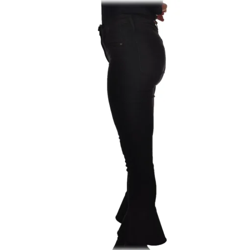 Elisabetta Franchi Trousers-- Jeans with Flared Bell Bottom - Black - Trousers - Made in Italy - Luxury Exclusive Collection - Avvenice