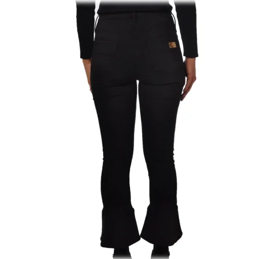 Elisabetta Franchi Trousers-- Jeans with Flared Bell Bottom - Black - Trousers - Made in Italy - Luxury Exclusive Collection - Avvenice