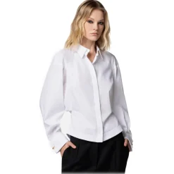 Elisabetta Franchi Shirts-- Jewel Button Shirt with Print - White - Shirt - Made in Italy - Luxury Exclusive Collection - Avvenice