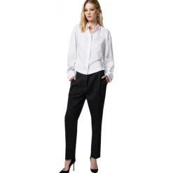 Elisabetta Franchi Shirts-- Jewel Button Shirt with Print - White - Shirt - Made in Italy - Luxury Exclusive Collection - Avvenice