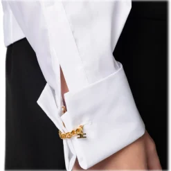 Elisabetta Franchi Shirts-- Jewel Button Shirt with Print - White - Shirt - Made in Italy - Luxury Exclusive Collection - Avvenice