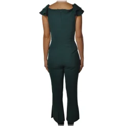 Elisabetta Franchi Jackets|Dresses-- Jumpsuit with Ruffles - Teal - Dress - Made in Italy - Luxury Exclusive Collection - Avvenice