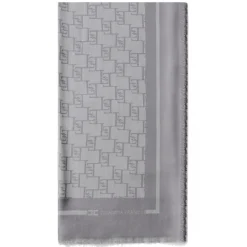 Elisabetta Franchi Scarves-- Logo Patterned Square Scarf - Grey - Scarf - Made in Italy - Luxury Exclusive Collection - Avvenice